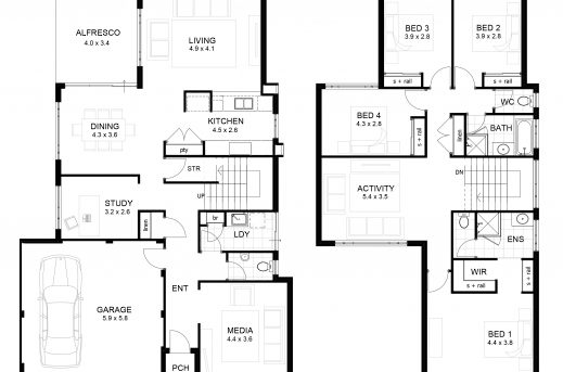 Amazing Double Storey 4 Bedroom House Designs Perth Apg Homes Elevation Of A Residential House Floor Plan Picture