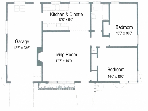 Awesome 2 Bedroom House Plans Without Garage Arts Simple House Plan With 2 Bedrooms Image