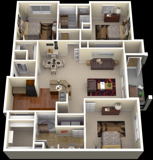 Fantastic 50 One 1 Bedroom Apartmenthouse Plans 3 Bed 3 Toilet Home Plans Pictures