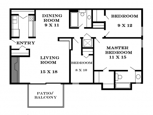 Fantastic Interior 3 Bedroom House Floor Plans With Garage2799 0304 Room 3 Bedrooms Small House Floor Plans Pictures