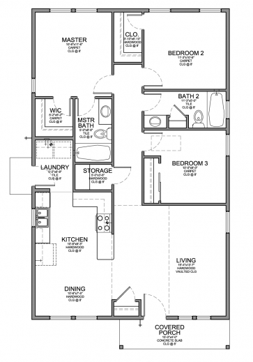 Gorgeous Floor Plan For A Small House 1150 Sf With 3 Bedrooms And 2 Baths 3 Bedrooms Small House Floor Plans Pics