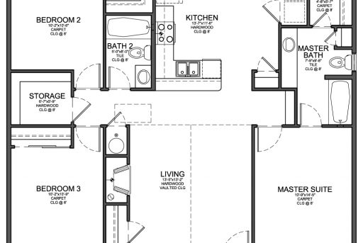 Marvelous Floor Plan For Small 1200 Sf House With 3 Bedrooms And 2 3 Bed 3 Toilet Home Plans Images
