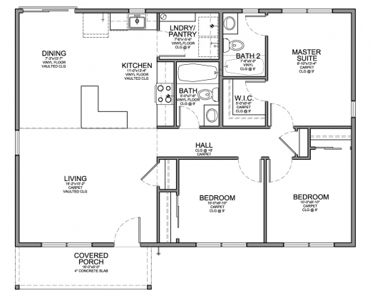 Stunning Floor Plan For Affordable 1100 Sf House With 3 Bedrooms And 2 3 Bedrooms Small House Floor Plans Photos