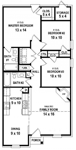 Incredible 654336 Traditional 3 Bedroom 2 Bath House Plan House Plans 3bedroom 2bath House Plans Images