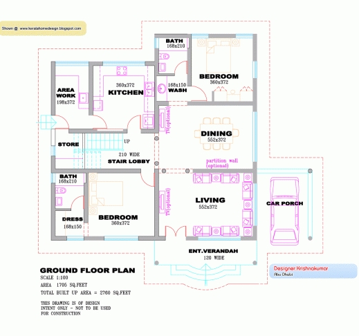 Single Floor 3 Bedroom  House  Plan  Kerala January 2020 