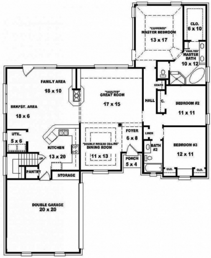 Wonderful Brilliant 653887 3 Bedroom 2 Bath Split Floor Plan House Plans S 3 Bedroom House Plans With Open Floor Plan Pictures