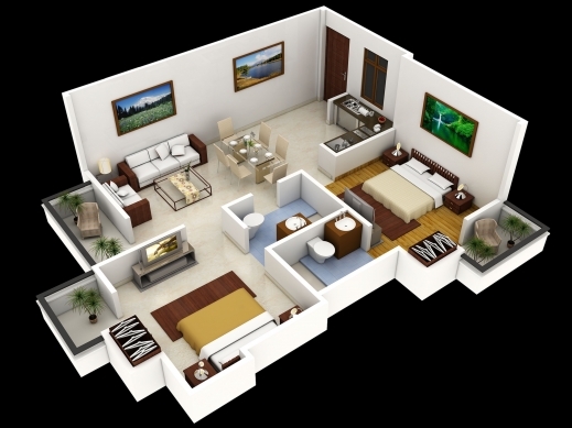 Fantastic Home Plans 3d Decor Ideas 4 Bedroom House Floor Plans 3d Pics