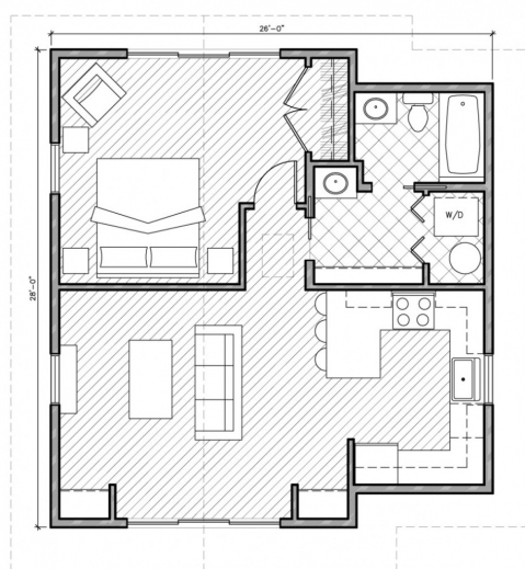 Stylish Architecture Minimalist Square House Plans One Bedroom Approx One Bedroom House Plans Pics
